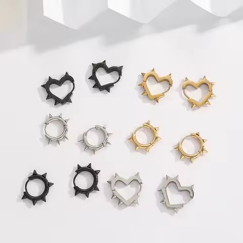 BenS Stainless steel earrings woman Prickly Heart small hoop earrings Round huggies earrings fashion