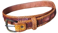 You Link เข็มขัดหนังจระเข้ กระดูกเดี่ยวสีนํ้าตาลเม็ดมะขาม Very Cool Crocodile Belt