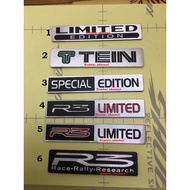 EMBLEM METAL PLATE R3 TEIN SPECIAL EDITION LIMITED  R3 PROTON MOTORSPORT PROTON SAGA WIRA IRIZ SUPRI