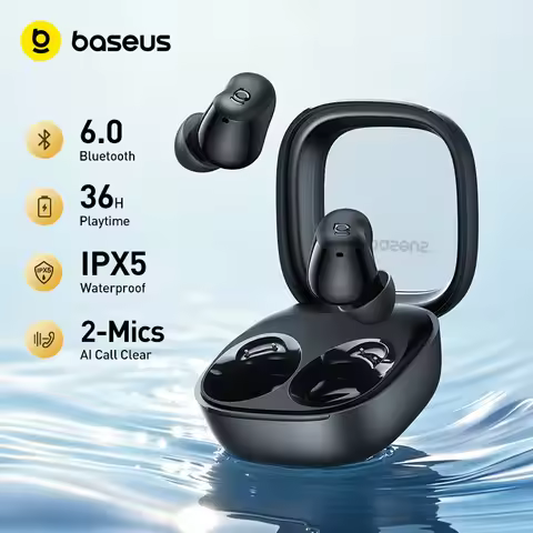 Baseus Bass WM02s Wireless Eabuds Bluetooth 6.0 TWS Eaephones Mini and compact Comfortable wear, 36 