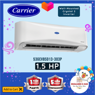 Carrier Crystal 2 Inverter Split Type Wall Mounted Air Conditioner Eco Mode Unique Magic Coil Self-Cleaning Advance Nano Filtration System Aircon (42GCVBS013303P/38GCVBS013303P) - 1.5 HP