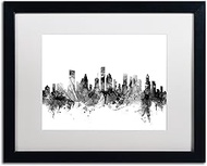 Houston Texas Skyline B&W by Michael Tompsett, White Matte, Black Frame 16x20-Inch