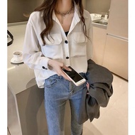 Fahion Baju Casual Women Tops Long Sleeve Shirt Wanita Puncak Blaus Lengan Panjang Pakaian