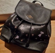 有卡 可小議100%正品 絕版美國Disney X Coach班比小鹿黑金氣質雙肩包