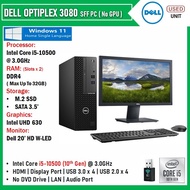 [USED, FULL SET] Dell Optiplex 3060 / 3070 / 3080 SFF PC Intel Core i5 @ 3.0GHz + Dell 20' HD W-LED 