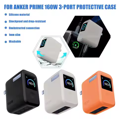 Silicone Case For Anker Prime Charger 160W 3-Port GaN Charger Block Protective Case Compact And Port
