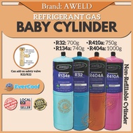 Original Aweld Refrigerant Gas Baby Cylinder R32/R134a/R404a/R410a for Air-Conditioning