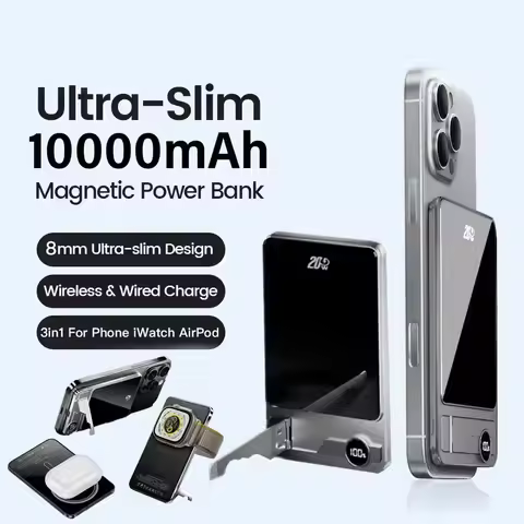10000mAh Ultra-thin Magnetic Power Bank Wireless Fast Charging Portable Battery for Apple Watch iPho