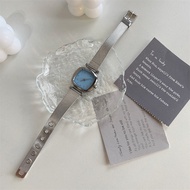 jam bonia original 100% jam besi perempuan Jam tangan biru persegi angin sejuk, pelajar wanita, gaya