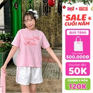 100% cotton short-sleeved t-shirt set for girls YTEEN EAX031-5 from 35-62 KG