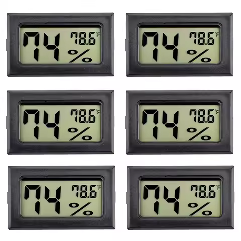 6Pack Mini Hygrometer Indoor Humidity Meter Hygrometer Digital Thermometers Humidity With (℉) For Gr