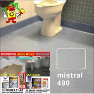 mistral 490 ( FULL SET EPOXY PAINT ) TOILET TILES FINISH 1L PRIMER TILES AND 0.5 KG POWDER ANTI SLIP AND 1L EPOXY FINISH PAINT ( FREE TOOLS PAINTING )