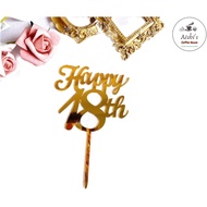 Happy 18th Cake Topper / 18th Birthday Anniversary Wedding Party Decoration Toppers