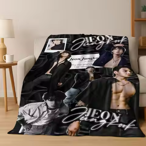 Kpop BTS Jeon Jung Kook Jk JIMIN Star Flannel Blanket Soft Warm Blanket for Bedroom Living Room Bed 