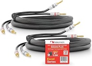 Nakamichi Excel Series 24k Gold Plated Banana Plug with (3 Feet) Speaker Cable Wire 99.9% Oxygen-Free Copper (OFC) Heavy Duty Braided in-Wall CL2 Rated - Black (12AWG / 3ft / 0.9m) 2-Pack