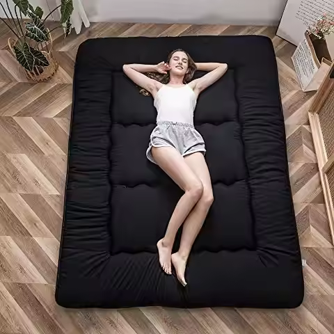 Japanese Floor Mattress 4" Thick Full Size Foldable Futon Mattress | Sleeping Pad Foldable Roll Up M