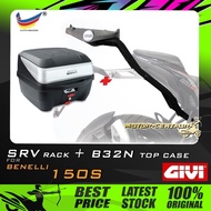 SET KOMBO KOTAK/BOX GIVI B32N TOP CASE + GIVI BENELLI 150S SRV SPECIAL RACK