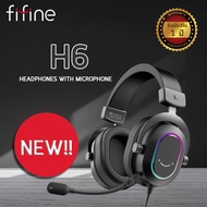 หูฟัง FIFINE H6 GAMING HEADSET FOR PC WIRED HEADPHONES WITH MICROPHONE 7.1 SURROUND SOUND COMPUTER USB HEADSET WITH EQ MODE RGB SOFT EAR PADS หูฟังเกมมิ่ง
