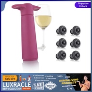 [sgstock] Vacu Vin Black Pump with Wine Saver stoppers - Keeps wine fresh for up to 10 days (Pink with 6 Stoppers) - [Pi
