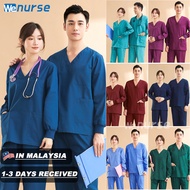 【🇲🇾MALAYSIA READY STOCK】LONG SLEEVE MEDICAL SCRUB SUIT BAJU SCRUB TOP+PANTS