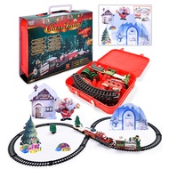 Christmas Train Set Funny Battery Powered Electric Railway Tracks Around the Tree Toys with Lights Sounds Gift Box for Kids Gift Party Decor