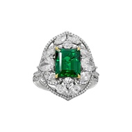 Platinum, 2.94ct Zambian Emerald and Diamond Ring