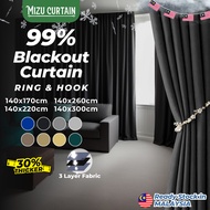 MIZU 99% Blackout Curtain Langsir Blackout Langsir Tebal Curtain Hook O-Ring Tirai Langsir Tingkap