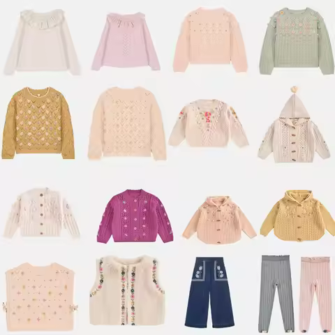 PER-SALE 2025 Autumn Winter LM Boys Girls Cute sweater Print Boys Pants Girls sweaters Sets Flower G
