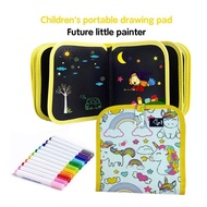( 10-580-01 ) 14 Sides Portable Chalk Board Drawing Book Toys Magic Pen Blackboard Painting Drawing 