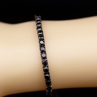 กำไลนิล (Black Spinel) ตัวเรือนเงินแท้ 92.5% ชุบดำ ความยาว 7.5 นิ้ว