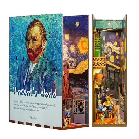 DIY Book Nook Kit for Adults3D Wooden Puzzle Bookend Bookshelf Insert Library Decor Booknook Miniatu