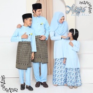 SET FAMILY BAJU KURUNG MUM And KIDS Kurung Aisya DADDY And KIDS BOY In Baby Blue