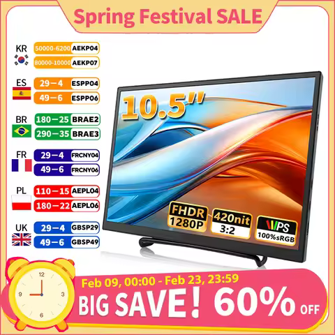 420Cd/m ² 10.5 inch Portable Monitor IPS FHD 1280P 100%SRGB Game Screen Laptop Mac Xbox PS4/5 Switch