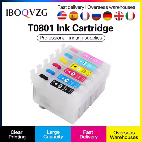 T0801 - T0806 Refillable Ink Cartridge For Epson Stylus R265 R360 RX560 R285 RX585 P50 PX820FWD PX83
