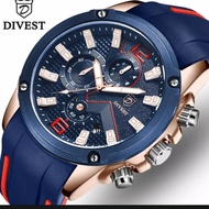 Jam Tangan Pria Fashion Sport Quartz Original DIVEST Mewah Tali Karet