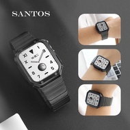 สาย สแตนเลส พร้อมกรอบยางกันกระแทก SANTOS ใช้สำหรับ Apple Watch Series 1-9
