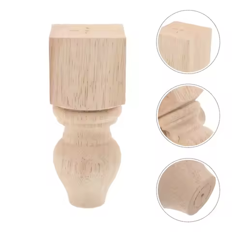 2pcs Square Wooden Furniture Legs Unfinished Carved Bun Feet For Sofas Tables Cabinets Stable Replac