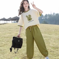 女童夏装2025新款短袖t恤中大童女装夏季网红套装9儿童装女孩衣服新款25.9.25