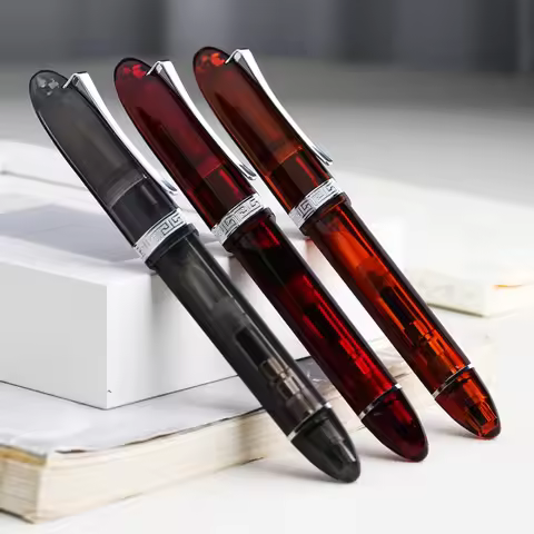 Majohn V60 Triangular Piston Resin Transparent Fountain Pen EF/F Nib Ink Writing Pen School Office S