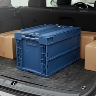 Solid Color 50L Plastic Crate Large Capacity Plastic Folding Crate Space-Saving for Logistics