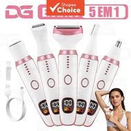 Rechargeable 5-in-1 Electric Epilator with LED Display Waterproof for Women's Underarm Face and Body