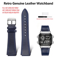 Retro Genuine Leather Watchband for Casio AE1200 AE1300 A158 A159 A168 AQ-150W Strap Replacement wit