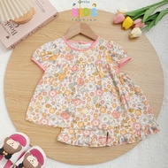 Lavin Kids baby girl's t-shirt set with thigh sleeves and ruffles, size 6-18kg to wear at home, cool