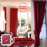 Gorden polos blackout import gordeng merah tirai jendela dan pintu