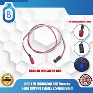 HDD LED INDICATOR RED 5mm to 2-pin DUPONT FEMALE 2.54mm 50cm