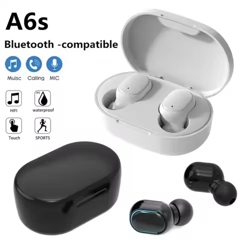 TWS A6S Bluetooth 5.0 Earphone Wireless Headphone Stereo sport Earbuds microphone with charging box 