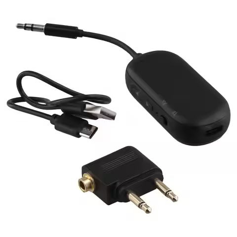 AM-2-In-1 Bluetooth 5.4 Audio Transmitter Receiver 3.5Mm AUX Jack Airplane Wireless Adapter Mic For 