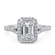 Engagement Ring 1CT/2CT Halo Emerald Cut Moissanite Engagement Rings for Women S925 Sterling Silver 