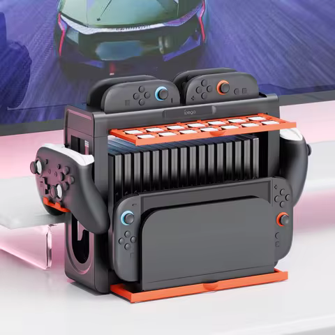 Ipega Games Organizer Station with Display Holder for Switch 2, 4 Joy-Cons&Pro Controllers,Accessori