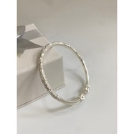 Hand-carved s999 solid silver bracelet